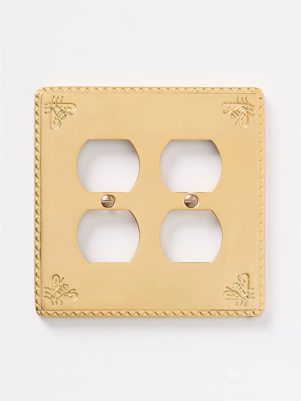 Anthropologie Isabella Polished Brass Double Outlet Plate with Bee Motif